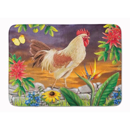 Carolines Treasures 19 x 27 in. White Rooster Machine Washable Memory Foam Mat PRS4025RUG